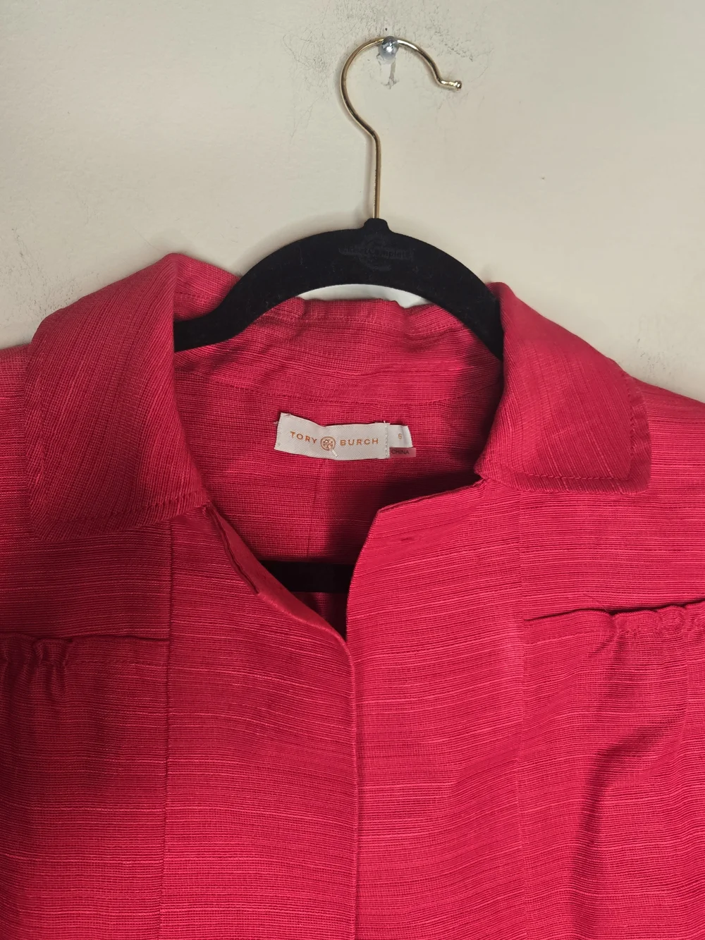 Tory Burch Fuchsia Textured Cropped Jacket 3/4 Sleeve Size 6